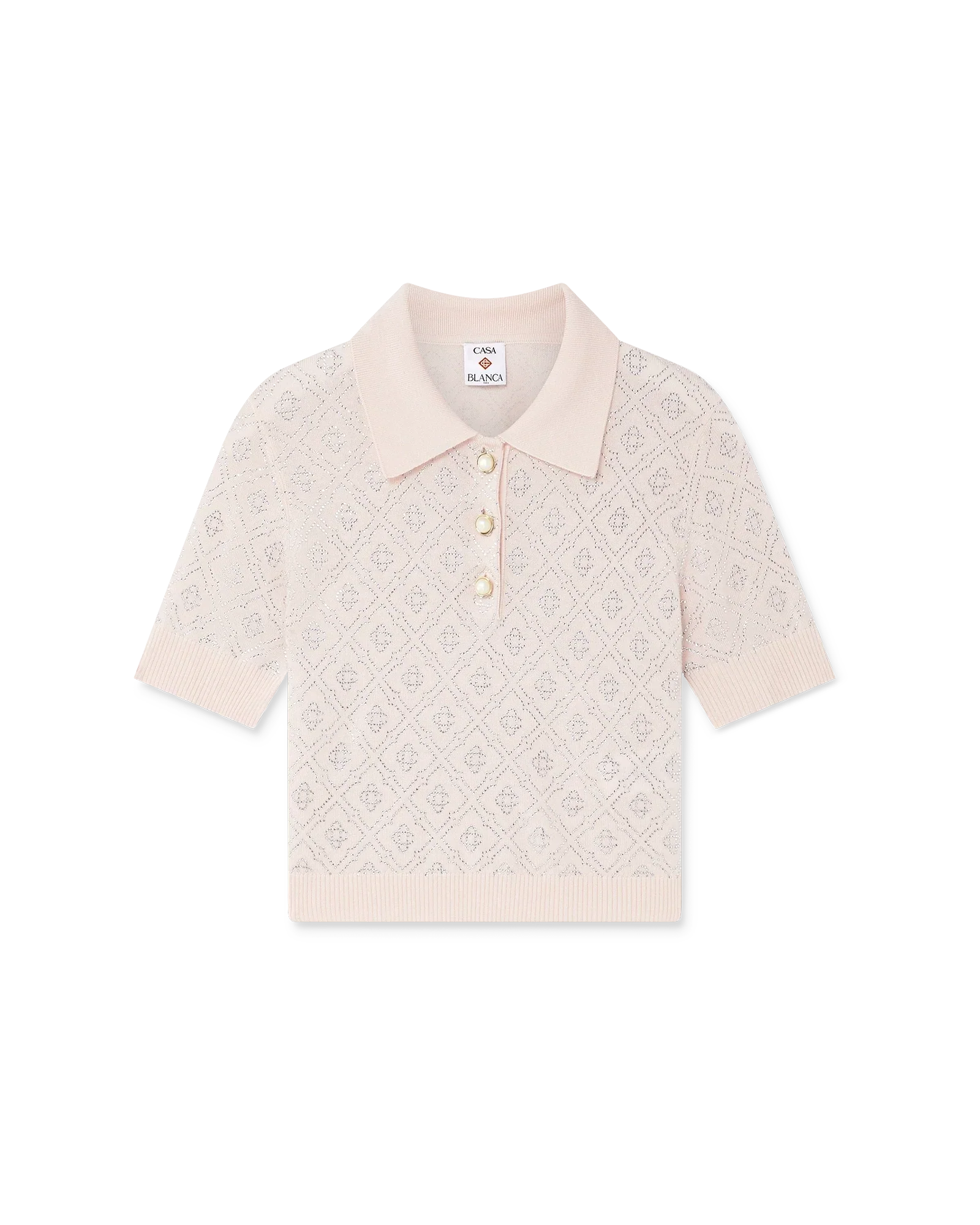 Crystal Monogram Knit Polo Shirt